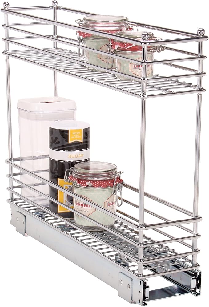 Household Essentials Chrome 2-Tier Sliding Cabinet Organizer, 5" - Image 6