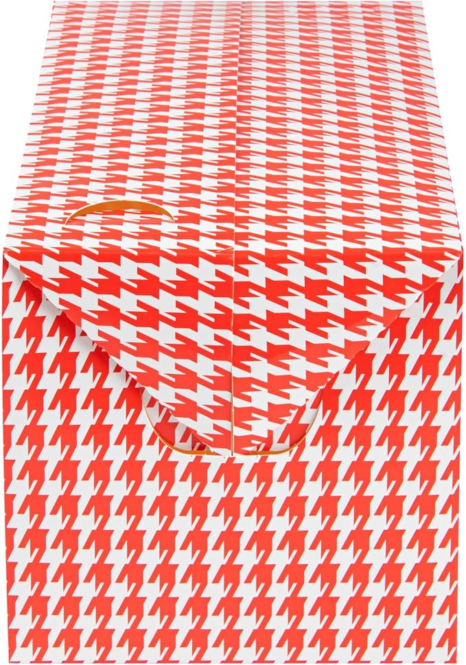 Restaurantware Bio Tek 80 Ounce To Go Boxes 400 Rectangle Take Out Food Containers - Fast Top Closure Disposable Red Houndstooth Paper Carry Out Containers For Burgers Or Fried Chicken - Image 9