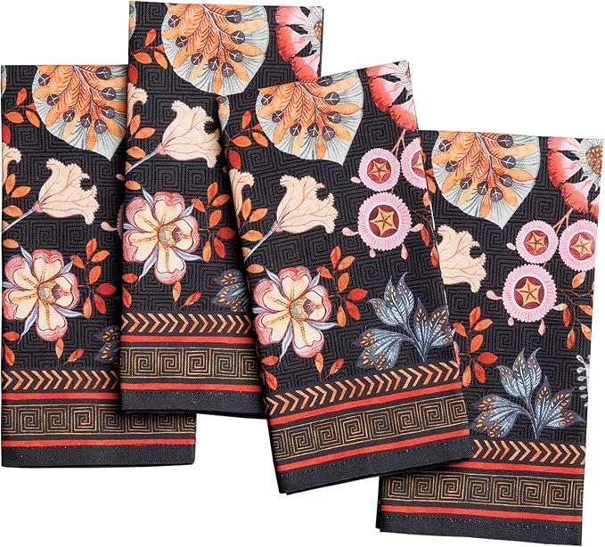 Maison d' Hermine Cloth Napkins Set of 4 Reusable 100% Cotton (18" x 18") | Everyday Square Napkins Cloth Washable Dinner Party Wedding Restaurant Hotel Kitchen Spring Summer - Jacobean Florals by MaisondHermine