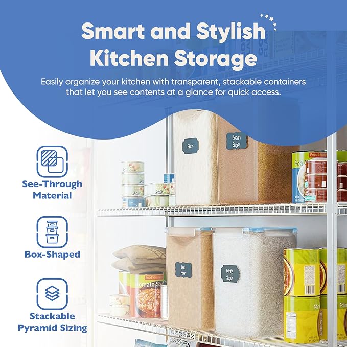 Chef's Path Extra Large Airtight Flour and Sugar Storage Containers with Lids, Set of 2, 6.5L Pantry Canisters for Bulk Flour and Sugar Storage - Transparent - Image 5