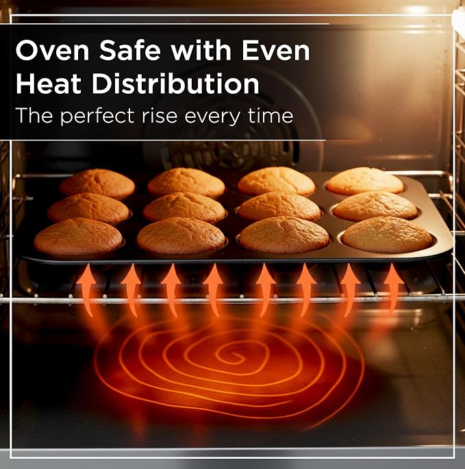 Wrenbury Nonstick Whoopie Pie Pan 12-Cup for Muffin Top - Carbon Steel Shallow Baking Tray for Macarons Cookies Yorkshire Puddings Cornbread & Burger Buns - Image 6