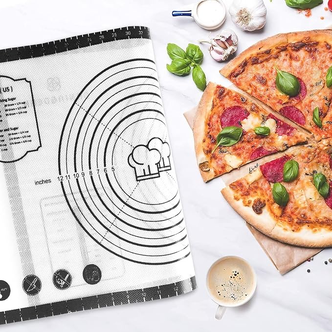 DANIA & DEAN 28"x20" Large Durable Silicone Baking Mat for Pastry and Bread | Non-Slip & Non-Stick Mat with Measurements, for Pizza, Pie Crust, Dough Rolling, Pasta & Sourdough, Reusable Counter Sheet - Image 3