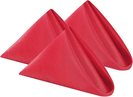 Cloth Napkins 20x20 inch Washable Polyester Dinner Napkins Soft Table Napkins for Wedding Party Dining Banquet(Red,12PCS) by Cupuamon