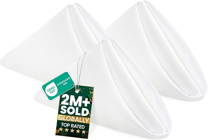 Utopia Home [12 Pack, White] Cloth Napkins 17x17 Inches, 100% Polyester | Hemmed Edges, Washable and Reusable Ideal for Parties, Weddings and Dinners by UTOPIAHOME