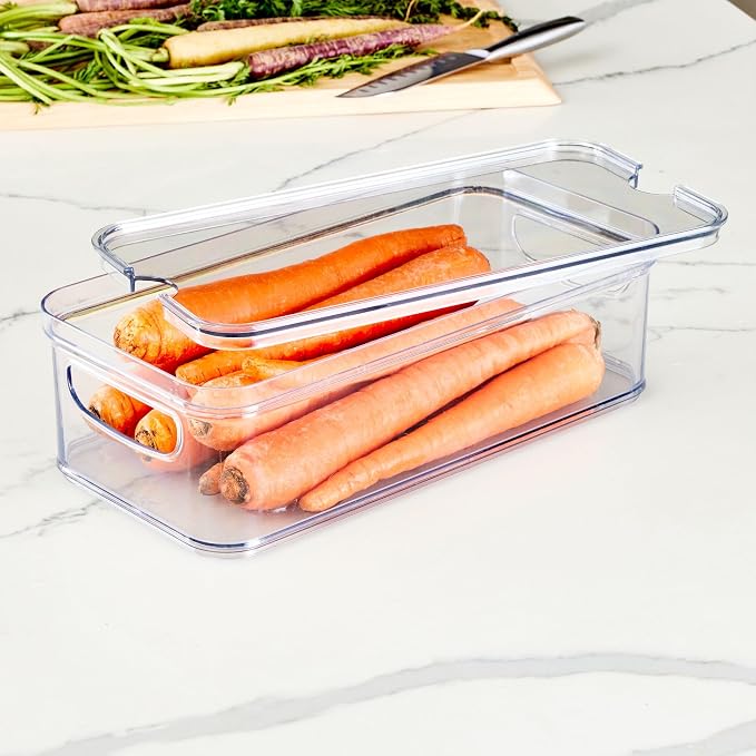 iDesign Stackable Fridge Organizer Bins with Lids for Fresh Produce - Set of 3 - Clear - Image 7