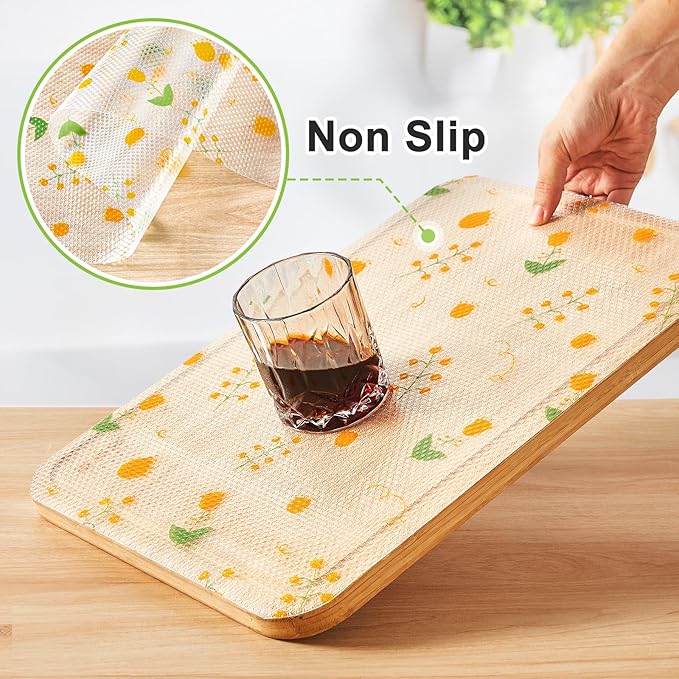 Beautysaid Shelf Liner Non Adhesive — EVA Drawer & Cabinet Liner, Waterproof Non Slip Kitchen Shelf Paper, Thick Washable Refrigerator Mat for Cabinet Shelves & Pantry, Floral, 12 in x 30 FT - Image 2