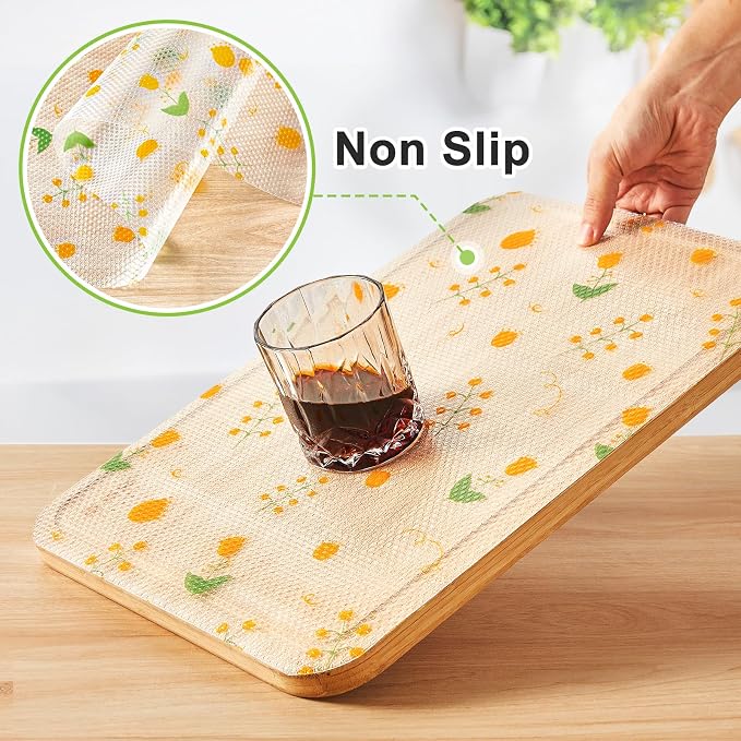Beautysaid Shelf Liner Non Adhesive — EVA Drawer & Cabinet Liner, Waterproof Non Slip Kitchen Shelf Paper, Thick Washable Refrigerator Mat for Cabinet Shelves & Pantry, Floral, 24 in x 10 FT - Image 2