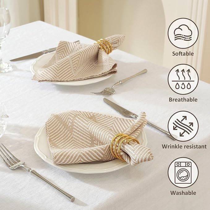 17x17 Green Icelandic Linen Napkins Set of 12 Washable Holiday | Hosting a festive dinner? This 12-pack of green Icelandic cloth napkins brings an elegant, rustic charm to your party. - Image 3
