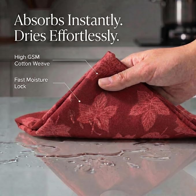 Urban Villa KitchenTowels Cotton DishTowels 20”x30”(Set of 6) Harvest Leaf - Image 2