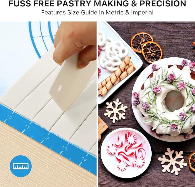 DANIA & DEAN 26"x16" Large Durable Silicone Baking Mat for Pastry and Bread | Non-Slip & Non-Stick Mat with Measurements, for Pizza, Pie Crust, Dough Rolling, Pasta & Sourdough, Reusable Counter Sheet - Image 8