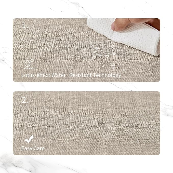 BALCONY & FALCON Rectangle Table Cloth Waterproof Beige 13.8"x 17.7" 4pcs | Placemats Set of 4 Faux Linen Cloth Place Mats Washable Wrinkle Resistant Table Placemats for Dining Kitchen Indoor & Outdoor - Image 5