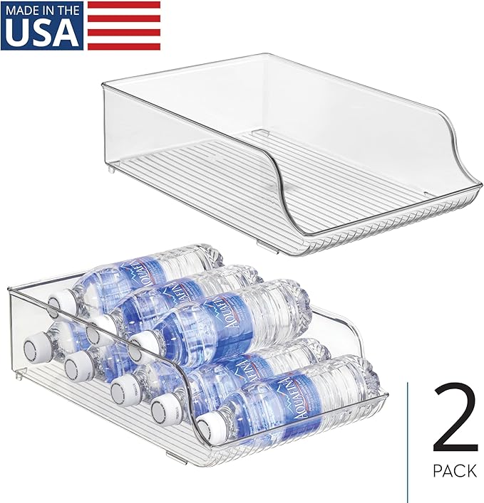 iDesign Plastic Water Bottle Organizer, Clear, 2-Pack | For Fridge, Bottle Holder, For Kitchen and Pantry - Image 2