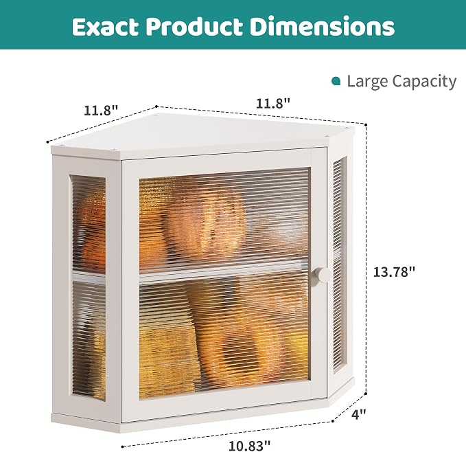 White Corner Bread Box, Bamboo Bread Box for Kitchen Countertop, 2 Tier Wooden Bread Storage, Solid Bamboo Wood - Image 2