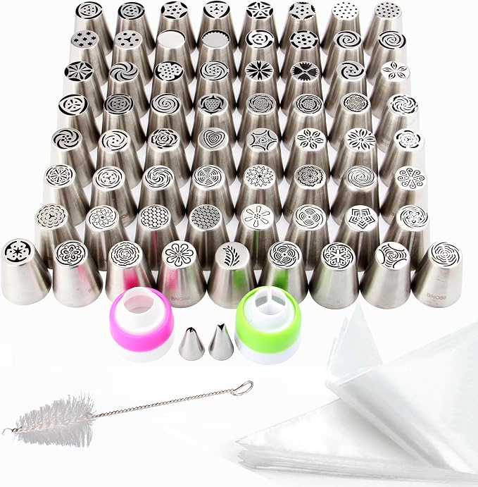 65 Pieces Stainless Steel Different Large Russian Flower Piping Tips Kit | Different Large Sizes, Stainless Steel,Seamless Welding by ChooYes