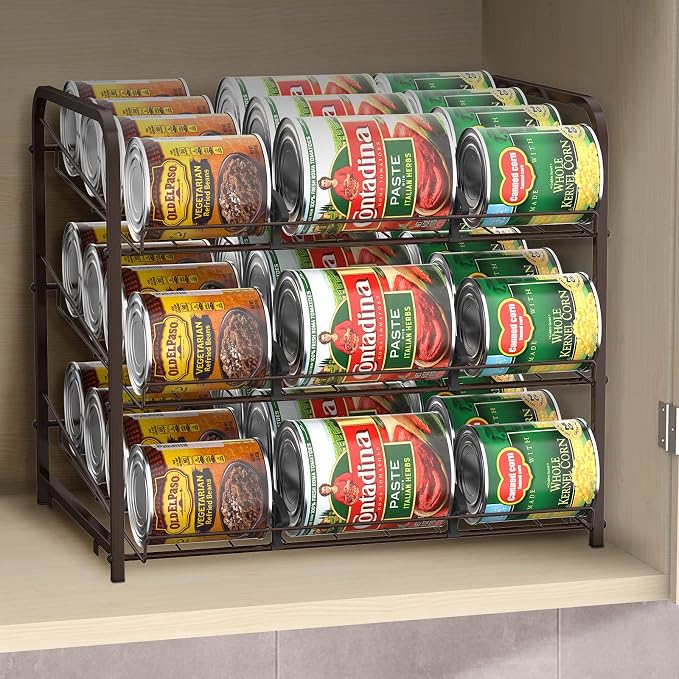 BTY Can Organizer for Pantry Stackable 2 Pack, Can Storage Organizer Rack Stacking Can Dispensers Small Space Holds up to 36 Cans for Pantry, Kitchen, Cabinet- Brown - Image 7