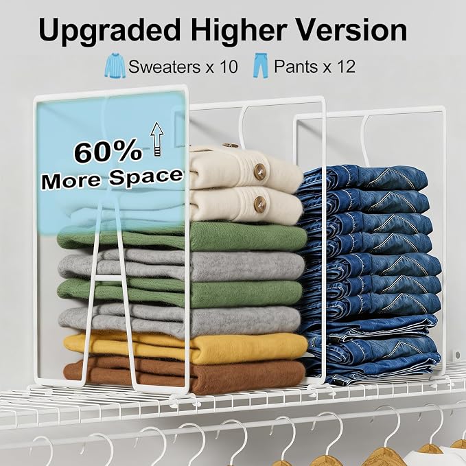 SortNStore Wire Shelf Dividers for Closet: Tall 16in x Deep 12in, 6 Pack | Wire Rack Accessories - Adjustable Purse Organizer for Sweaters Clothes Towels- Metal Linen Closet Pantry Separators - Image 3