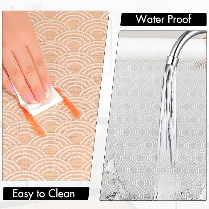 Cooyes Shelf Liners for Kitchen Cabinets – Non Adhesive Drawer and Cabinet Liner, Waterproof and Oil-Proof Kitchen Cupboard Shelf Paper EVA Material Fridge Liner for Refrigerator – Modern Pattern - Image 5