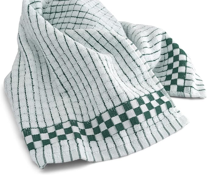 XLNT Highly Absorbent Kitchen Dish Towels 100% Cotton 18x28 inch – Ultra-Thick Dishcloths – Premium Weave for Drying & Cleaning – Soft, Durable & Lint-Free – Pack of 2 Green - Image 2