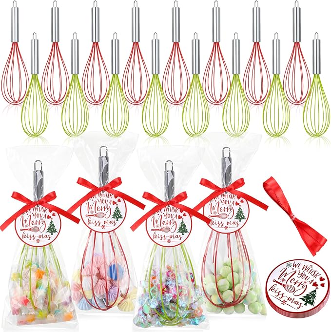 FoldTier 16 Sets 12 Inch Whisks Bulk DIY Fillable Whisk Gifts Colored Silicone Whisks for Cooking Heat Resistant Egg Beaters for Candy Holder Party Favors by FoldTier