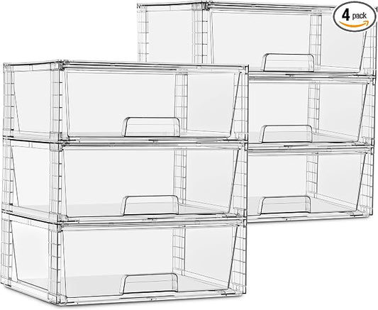 Sorbus Stackable Clear Storage Drawers, Pull-Out Organizer Bins - Large Plastic Drawer Organizers for Bathroom, under Sink, Closet, Pantry & Kitchen Organization (6 Pack) by Sorbus