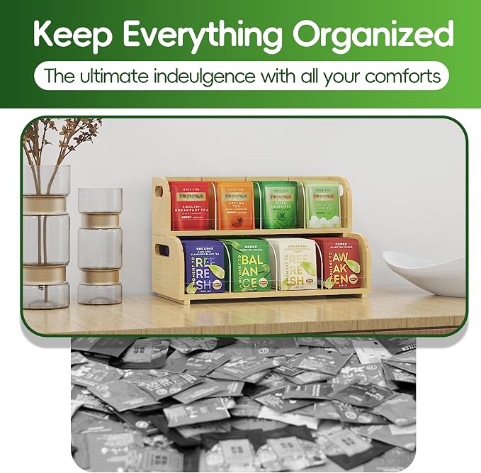 Bamboo Tea Organizer – Stackable Collection (2Tier) - Image 5