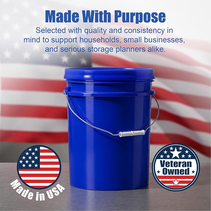 5 Gallon Bucket - Food Grade w/Lid BPA-Free, Blue/Blue, 1 | Airtight Gamma Seal Screw-On Lid, Heavy-Duty 90 Mil HDPE Plastic, Food Safe and Durable Container, Bulk Storage, Made in USA - Image 7