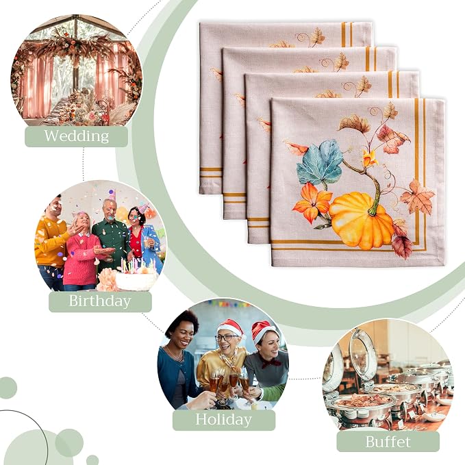 Maison d' Hermine Cloth Napkins Set of 4 Reusable 100% Cotton (20" x 20") | Everyday Square Napkins Cloth Washable Dinner Wedding Restaurant Hotel Kitchen Thanksgiving Christmas - Potiron - Image 6