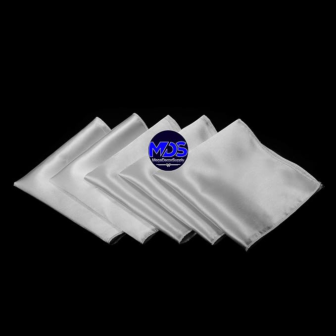 Set of 100 PCS Satin Napkin 12x12 Inch Square, Dinner Table Napkins for Wedding, Bulk Silky Sateen Cloth Napkins for Restaurant Banquet Graduation Birthday Party Decoration - White - Image 2