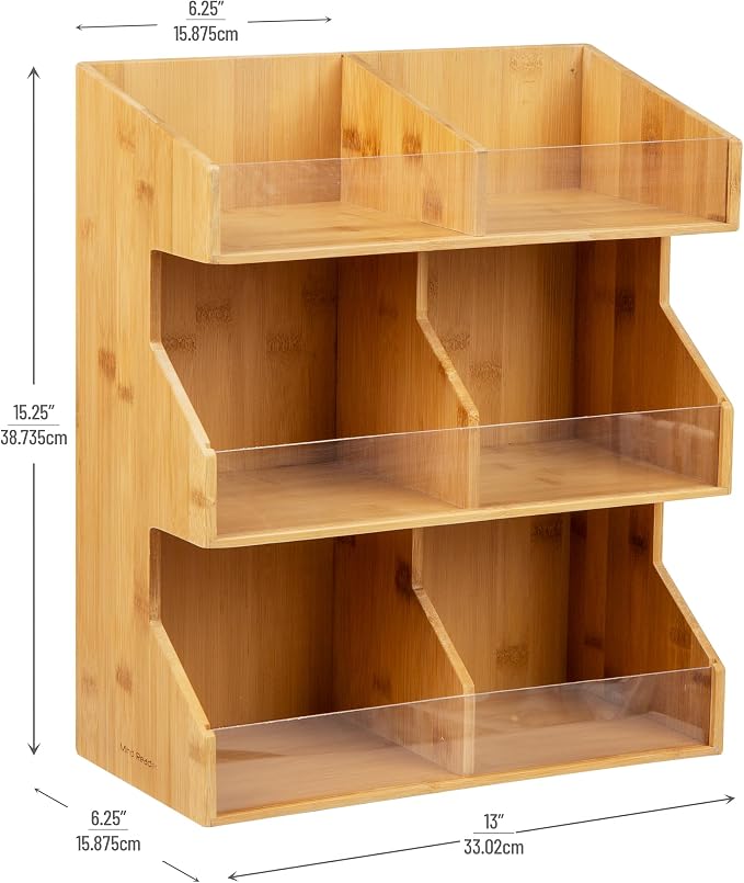 Mind Reader Coffee Pod Condiment Station, Countertop Organizer, Kitchen, Rayon from Bamboo, 13" L x 6.25" W x 15.25" H, Brown - Image 3