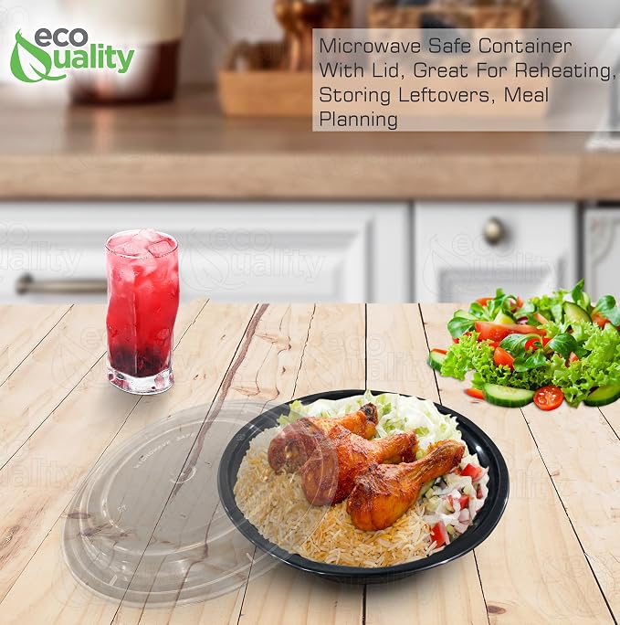 18 oz - 100 Count - Round Microwaveable Plastic Meal Prep Containers with Lids - Food Storage Container - Certified BPA-Free, Stackable, Reusable Microwave, Dishwasher,Freezer Safe, Disposable (Black) - Image 7