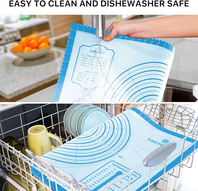 DANIA & DEAN 36"x24" Large Durable Silicone Baking Mat for Pastry and Bread | Non-Slip & Non-Stick Mat with Measurements, for Pizza, Pie Crust, Dough Rolling, Pasta & Sourdough, Reusable Counter Sheet - Image 6