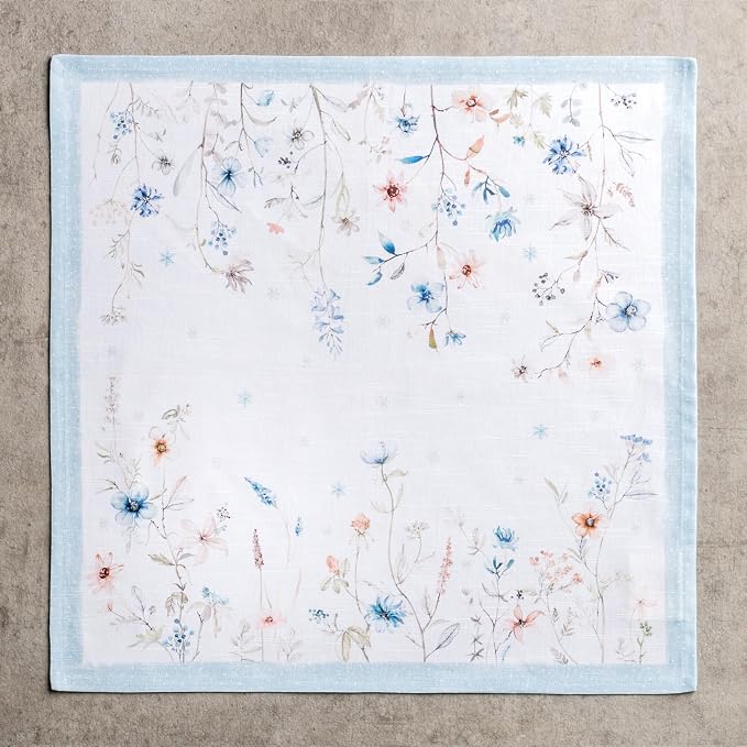 Maison d' Hermine Cloth Napkins Set of 4 Reusable 100% Cotton (20" x 20") | Everyday Square Napkins Cloth Washable Dinner Wedding Restaurant Hotel Kitchen Thanksgiving Christmas - Ice Florals - Image 8