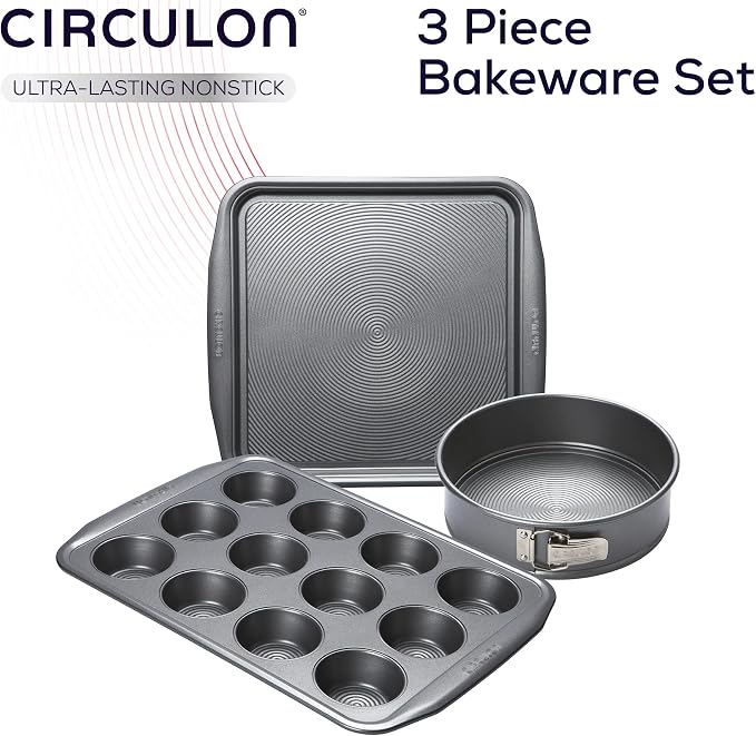 Circulon Momentum Bakeware Carbon Steel Non-Stick 3pc Cake Baking Set-Grey - Image 5