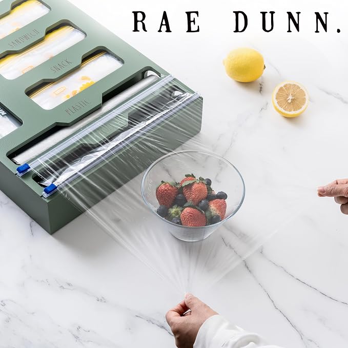 Rae Dunn Bamboo Bag Organizer for Kitchen Drawer - Durable Wood Organizer for Kitchen Storage - Holds Gallon, Quart, Snack, Sandwich Size Baggies, Plastic Wrap and Foil - Image 7