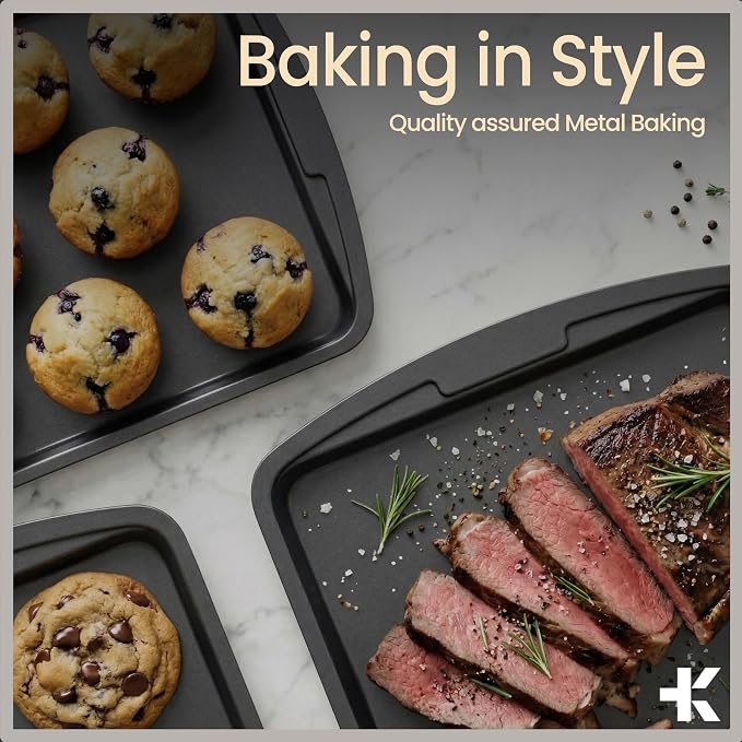 Gray 10-Piece Bakeware Sets, Nonstick Carbon Steel Baking Sheet & Pans, Stackable Space-Saving Bakeware, Dishwasher Safe, Stain-resistant, PFOAPFOSPTFE Free, Oven Safe Up To 450°F (230°C) - Image 8