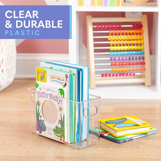 Plastic Food Storage 6 Pack Clear Container Bin with Handles for Organizing Kitchen, Pantry, Refrigerator, Freezer, Pantry, Cabinet, Closet, Bathroom. 10”x4”x6” - Image 6