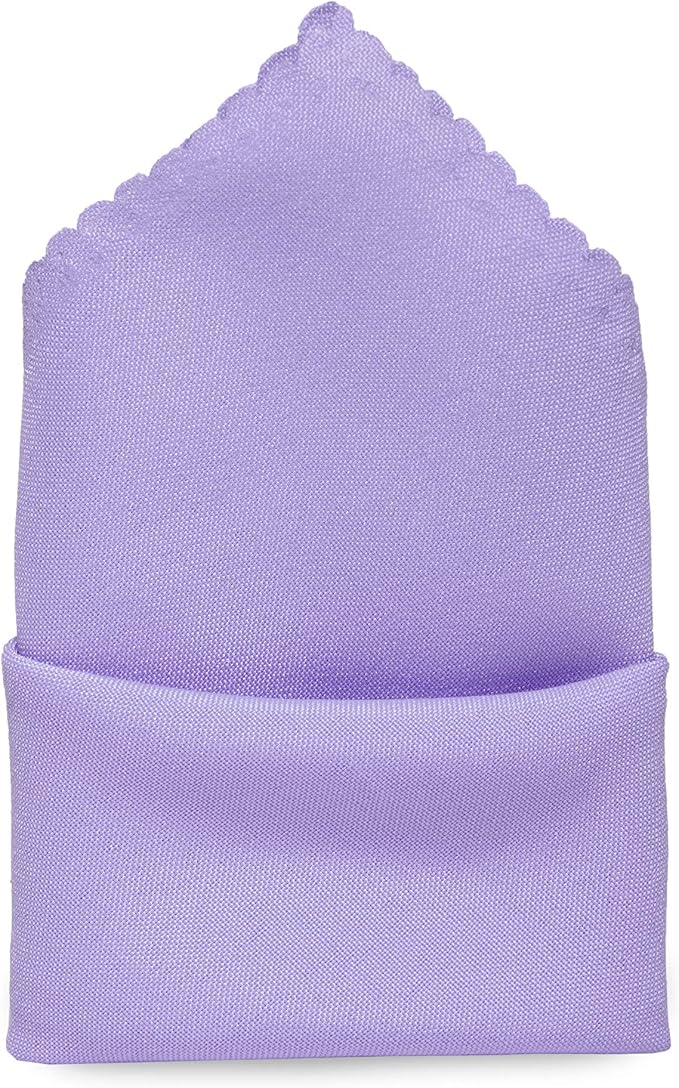 Pack of 12 Polyester Napkins 17 x 17 Inch Square with Scalloped Edge, Plain Washable Reusable Dining Table Cloth Napkin for Wedding Party Banquet Home Restaurant Bistro Decoration - Lavender - Image 3