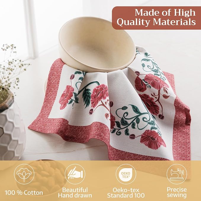 Maison d' Hermine Cloth Napkins Set of 4 Reusable 100% Cotton (18" x 18") | Everyday Square Napkins Cloth Washable Dinner Party Wedding Restaurant Hotel Kitchen Spring Summer - Poppy - Image 3