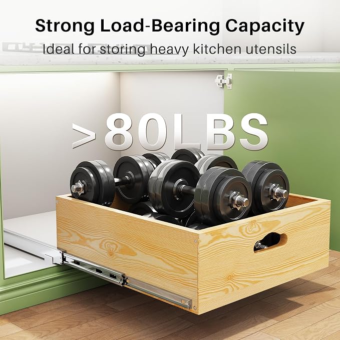 Pull Out Cabinet Organizer, Soft Close Slide Out Solid Wooden Drawers(15"W X 21"D x 6.2''H), Heavy Duty Full-extension Roll Out Shelves for Kitchen Cabinets,Pantry & Closet Organizers and Storage - Image 7
