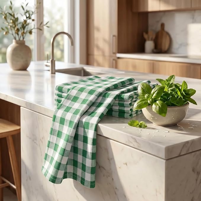 Urban Villa Kitchen Towels Cotton Dish Towels 20”x30” (Set of 6) Hunter Wht - Image 2