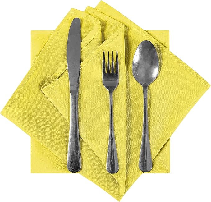 Bailarina Cloth Napkins Set of 40,17x17 inches Dinner Napkins Cloth Washable,Polyester Square Table Cloth Napkin Bulk with Hemmed Edges Ideal for Banquets, Parties and Weddings-Yellow - Image 2