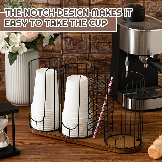 18oz Coffee Cup & Lid Dispenser with Base(4-compartment Single, Color 1) - Image 6