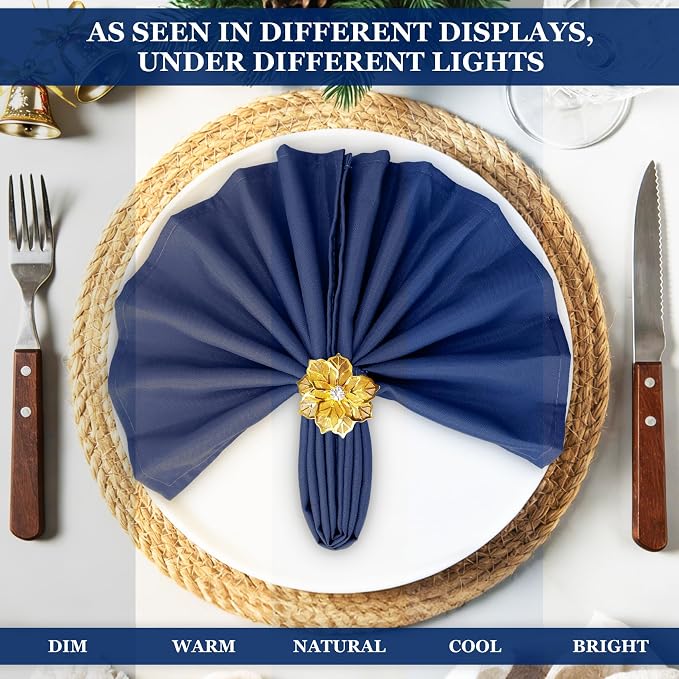 SuperO Set of 80 Cloth Napkins 17 x 17 Inch, Polyester Solid Washable Dinner Napkins with Hemmed Edges,Great for Restaurant, Wedding and Party(Navy Blue) - Image 6