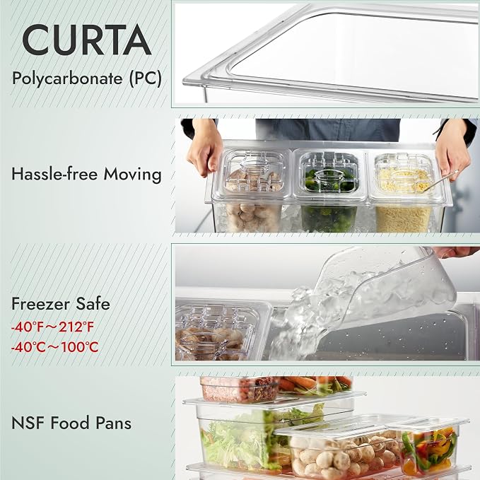Commercial Spice Rack Set, NSF Certified, Polycarbonate Inclined Organizer Shelf with 3 1/6 6" Pan(9.6 Cup), Countertop Holder for Seasoning Topping, Freezer Safe - Image 5
