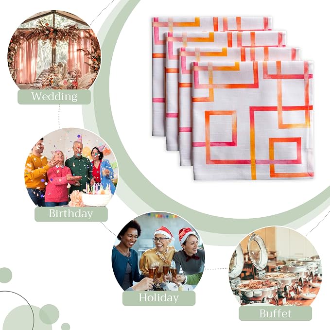 Maison d' Hermine Cloth Napkins Set of 4 Reusable 100% Cotton (20" x 20") | Everyday Square Napkins Cloth Washable Dinner Party Wedding Restaurant Hotel Kitchen Spring Summer - Summer Maze - Image 6