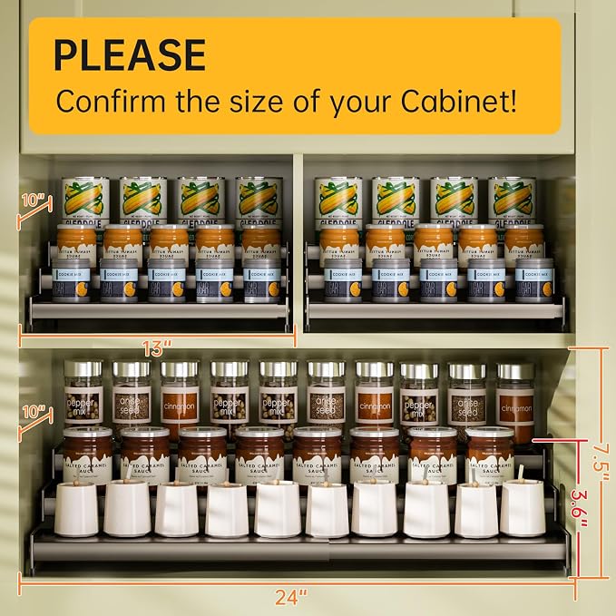 Expandable Carbon Steel Spice Rack Organizer for Pantry, Adjustable 3-Tier Ladder Shelf,Holds Up to 24 Cans,Kitchen Countertop Organizer, Rustproof Storage Rack for Spices, Cans, Sauces & Dry Goods - Image 6