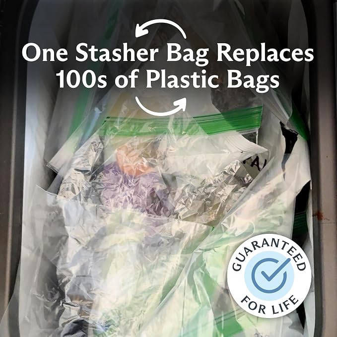 Stasher Premium Reusable Silicone Food Storage Bags, 4-Pack, Clear | Food-Safe Silicone, Eco-Friendly, Reusable Freezer Bags, Microwave, Dishwasher, Snack Bags, Lunch Containers, Meal Prep - Image 7