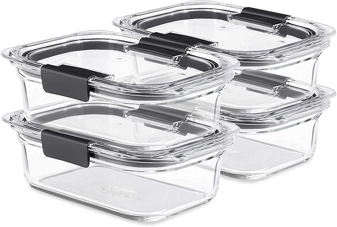 Rubbermaid Brilliance Glass Food Storage Containers, 3.2 Cup, Set of 4, BPA-Free, Leak-Proof, Clear by Unknown