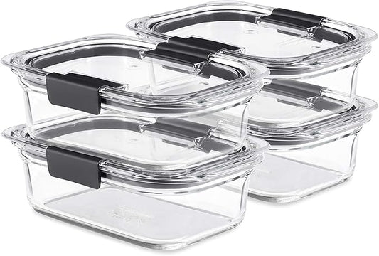 Rubbermaid Brilliance Glass Food Storage Containers, 3.2 Cup, Set of 4, BPA-Free, Leak-Proof, Clear by Unknown