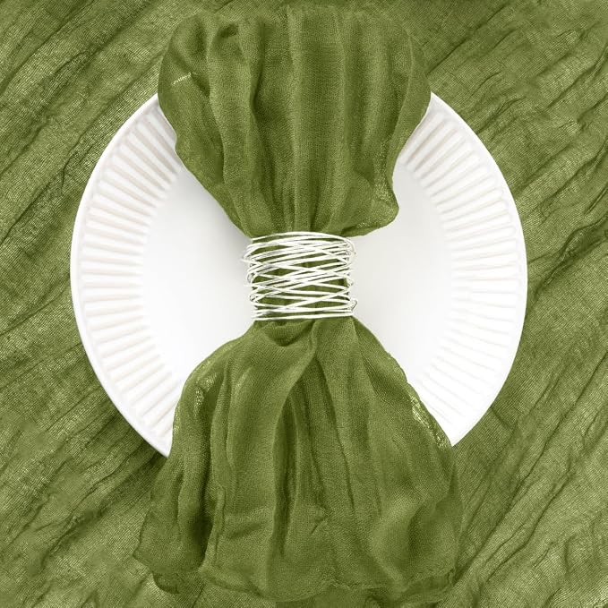 DeZerlor Olive Green Washable Cheesecloth Napkins Set of 50 for Party | Reusable Cloth Napkins Bulk, for Wedding Bridal Baby Shower Dinner Cocktail Birthday Home, 21x21 Inches - Image 5